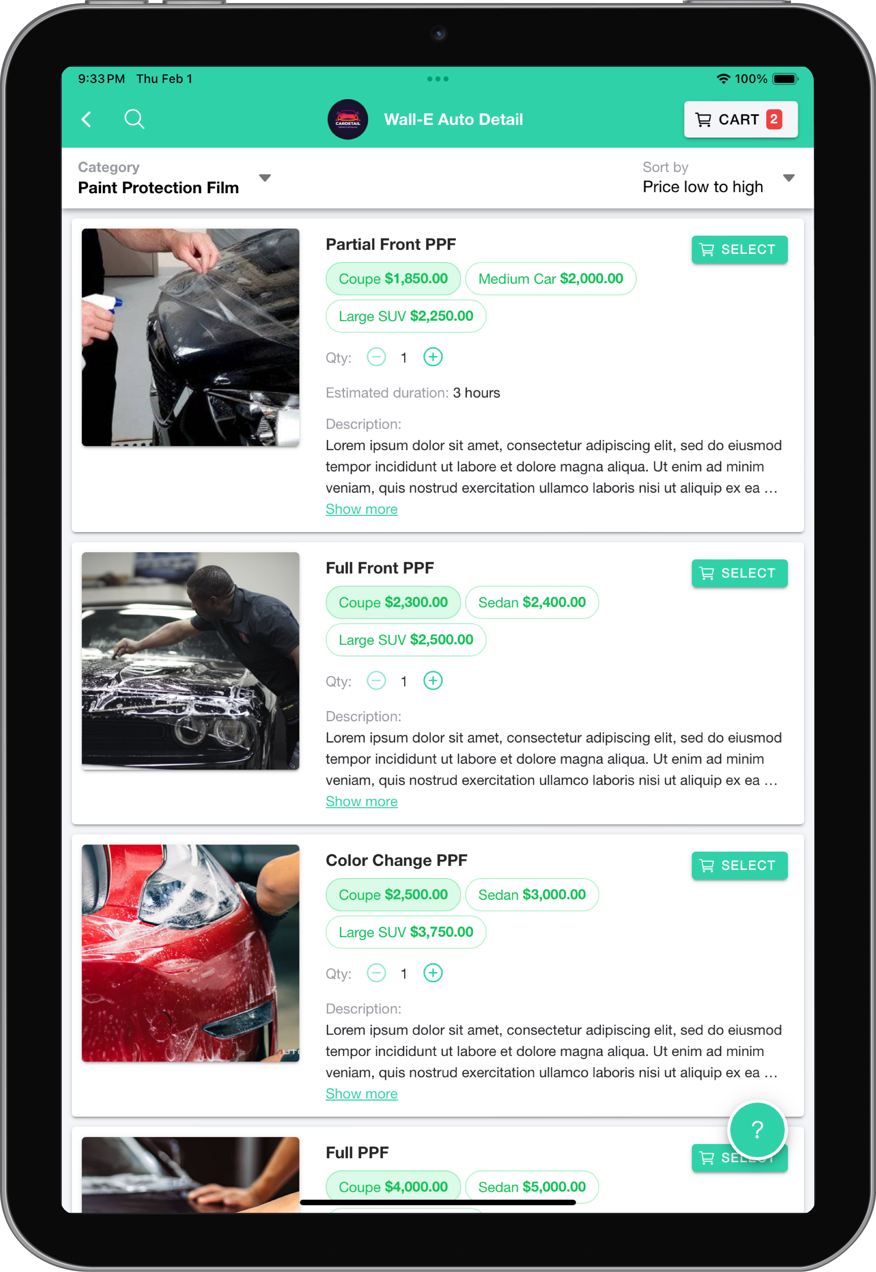 Allow customers to book online for your Paint Protection Film business