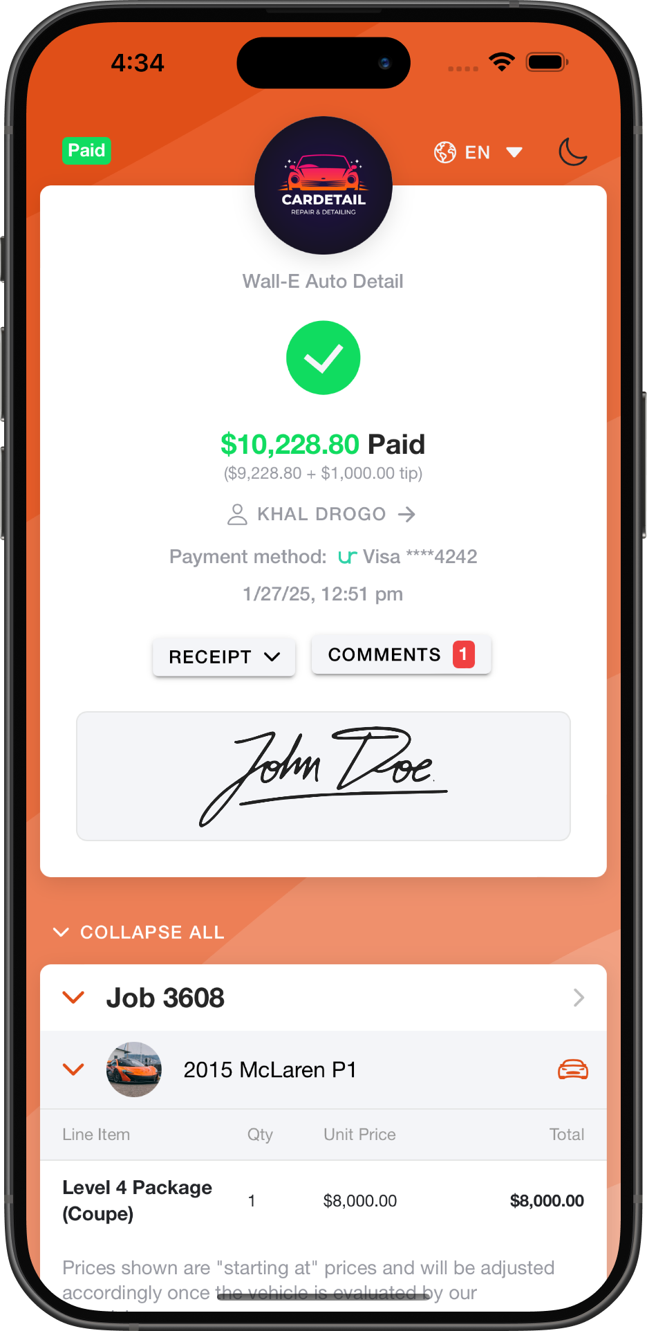 Paid payment